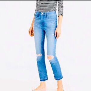 Vintage J.Crew Straightaway Highrise Distressed Knee Skinny Rawhem Jean Women30
